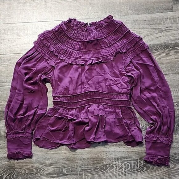 🎉 NEW Farm Rio long sleeve, Ruffle peplum Blouse 🎉 - Picture 1 of 6